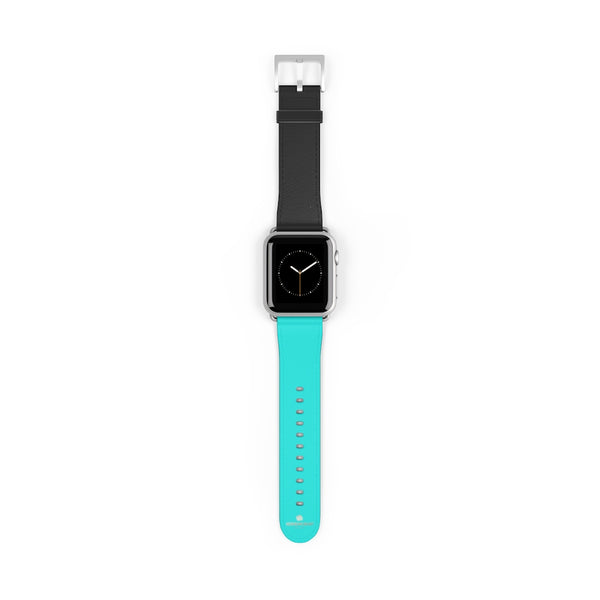 Turquoise Blue Black Dual Color 38mm/42mm Watch Band For Apple Watches- Made in USA-Watch Band-38 mm-Silver Matte-Heidi Kimura Art LLC