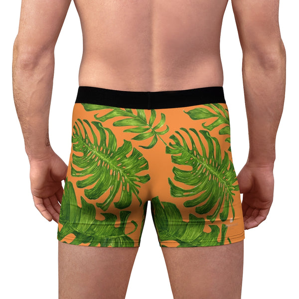 Green Tropical Men's Boxer Briefs, Elastic Palm Leaf Print Sexy Underwear For Men-All Over Prints-Printify-Heidi Kimura Art LLC