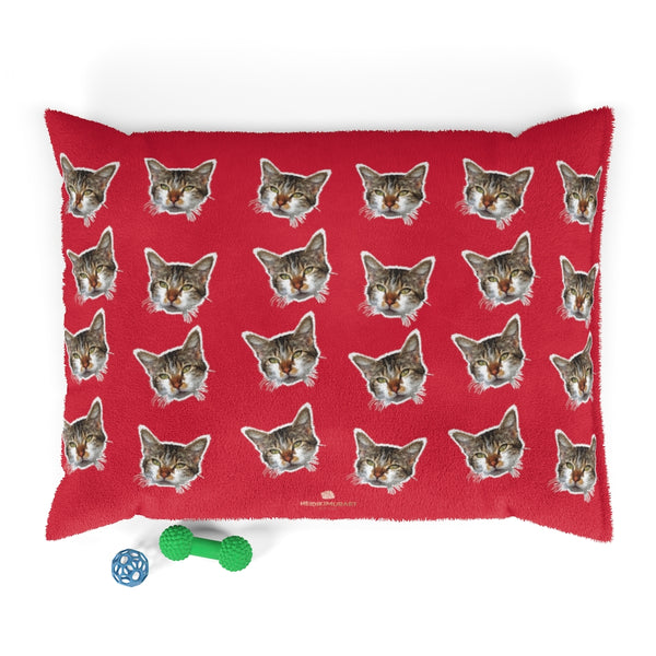 Red Cat Pet Bed, Solid Color Machine-Washable Pet Pillow With Zippers-Printed in USA-Pets-Printify-40x30-Heidi Kimura Art LLC