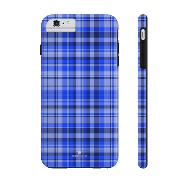 Blue Plaid Phone Case, Tartan Print Case Mate Tough Phone Cases-Made in USA - Heidikimurart Limited 