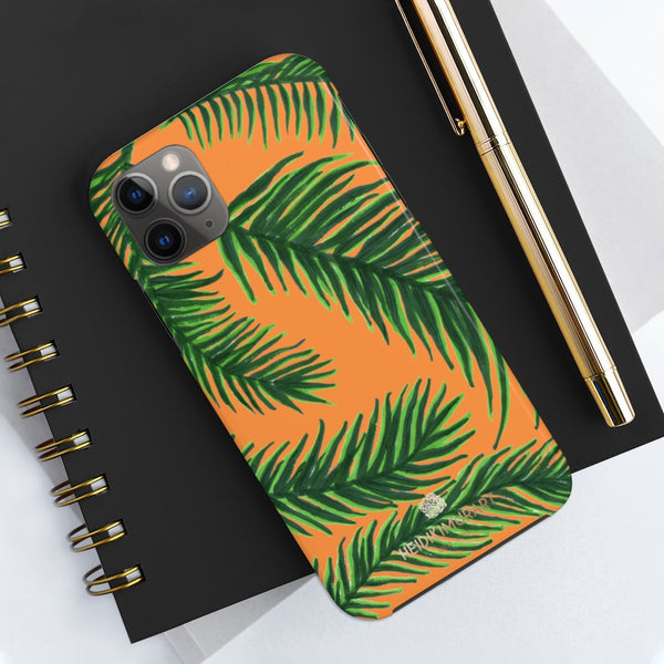 Orange Tropical Print Phone Case, Palm Leaf Case Mate Tough Phone Cases-Made in USA - Heidikimurart Limited 