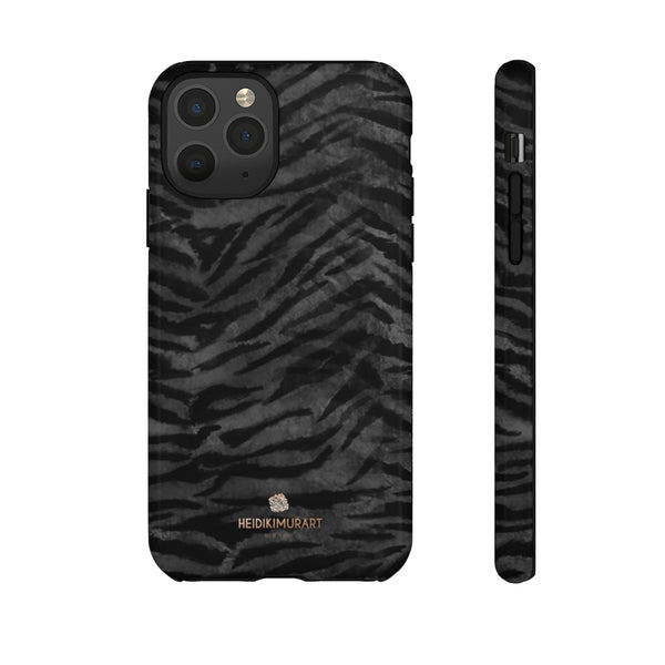 Black Tiger Striped Tough Cases, Animal Print Best Designer Phone Case-Made in USA-Phone Case-Printify-iPhone 11 Pro-Glossy-Heidi Kimura Art LLC