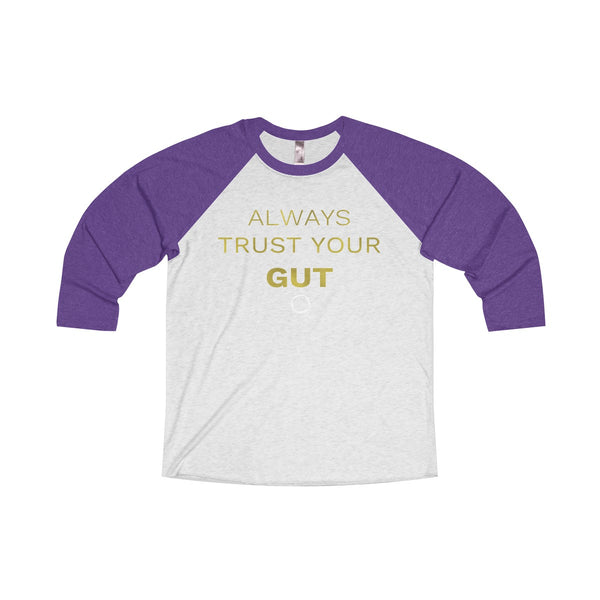Motivational Unisex Tee, Tri-Blend 3/4 Raglan T-Shirt With Inspirational Quote -Made in USA-Long-sleeve-S-Purple Rush / Heather White-Heidi Kimura Art LLC