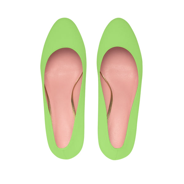 Light Green Solid Color Print Luxury Premium Women's Platform Heels (US Size: 5-11)-4 inch Heels-Heidi Kimura Art LLC