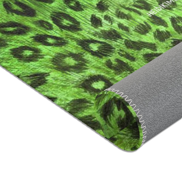 Green Leopard Area Rugs, Animal Print Best Fashionable Designer 24x36, 36x60, 48x72 inches Machine Washable Strong Durable Anti-Slip Polyester Non-Woven Area Rugs-Printed in the USA