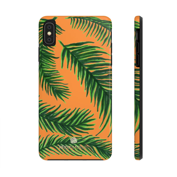 Orange Tropical Print Phone Case, Palm Leaf Case Mate Tough Phone Cases-Made in USA - Heidikimurart Limited 