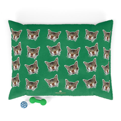 Green Cat Pet Bed, Solid Color Machine-Washable Pet Pillow With Zippers-Printed in USA-Pets-Printify-40x30-Heidi Kimura Art LLC