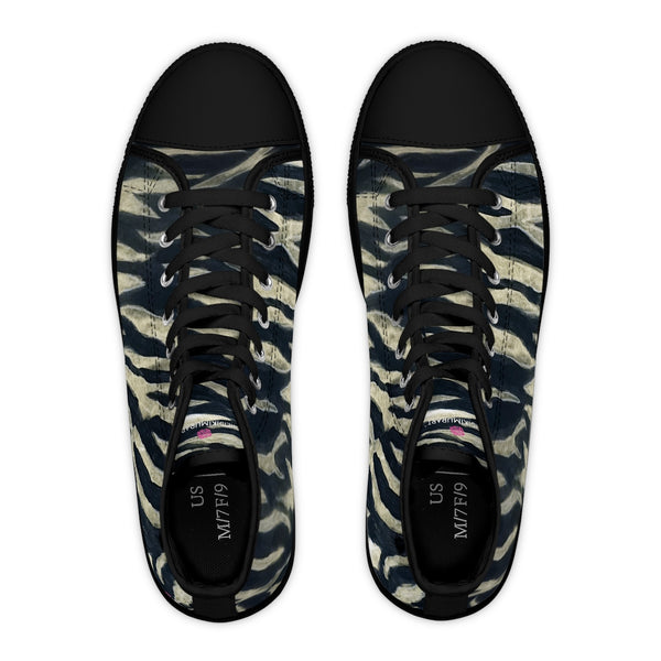 Black Tiger Ladies' High Tops, Tiger Striped Best Women's High Top Sneakers