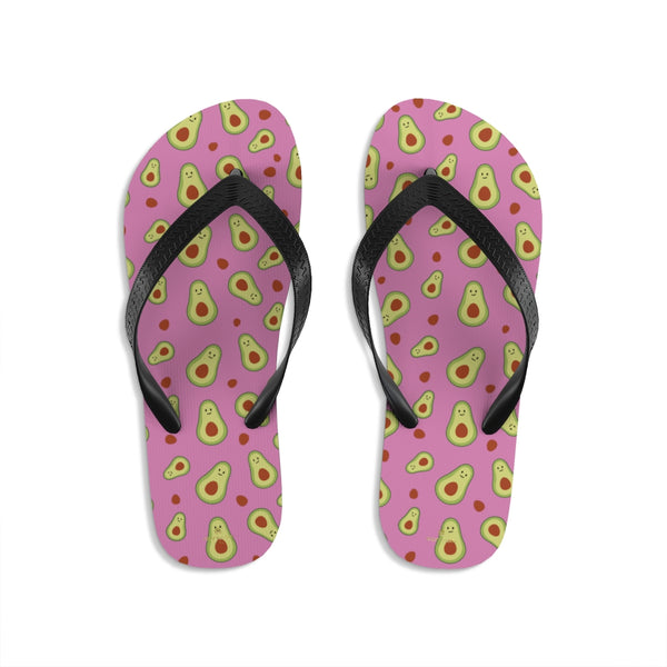 Pink Green Avocado Cute Print Unisex Flip-Flops Sandals For Men & Women- Made in USA-Flip-Flops-Heidi Kimura Art LLC