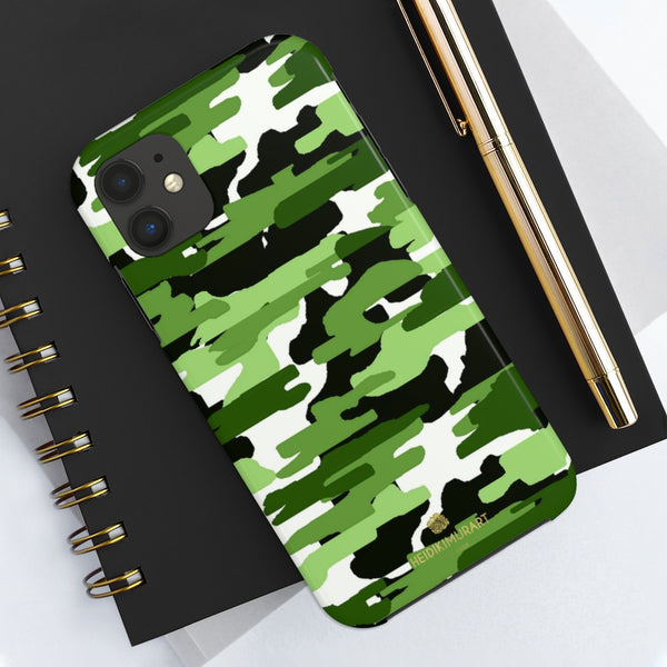 Green Camo Print iPhone Case, Case Mate Tough Samsung Galaxy Phone Cases-Phone Case-Printify-Heidi Kimura Art LLC