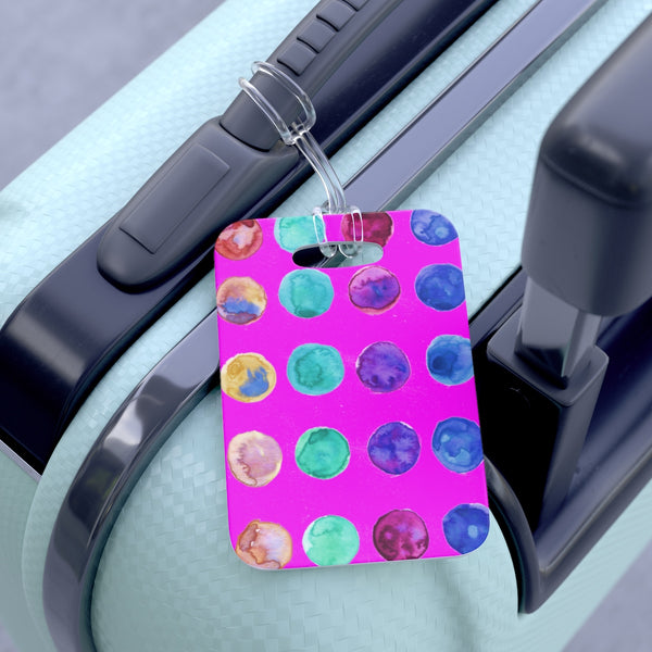 Toda Cute Watercolor Polka Dots Designer Travel Luggage Suitcase Bag Tag - Made in USA-Bag Tags-One Size-Heidi Kimura Art LLC