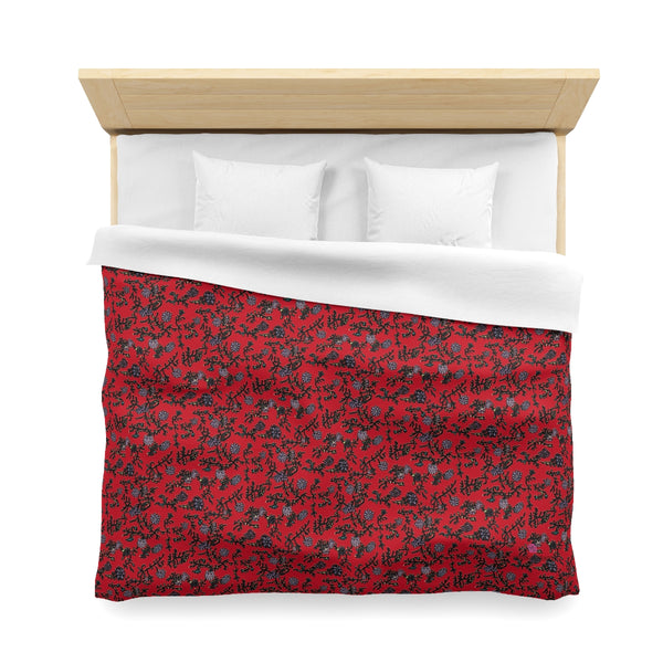 Red Floral Microfiber Duvet Cover