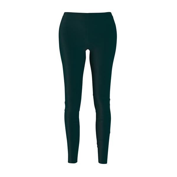 Pine Green Classic Solid Color Women's Fashion Casual Leggings - Made in USA-Casual Leggings-M-Heidi Kimura Art LLC