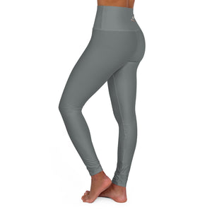 Grey High Waisted Yoga Leggings, Solid Color Long Women Yoga Tights-All Over Prints-Printify-XL-Heidi Kimura Art LLC