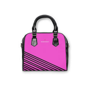 Pink Striped Shoulder Handbag