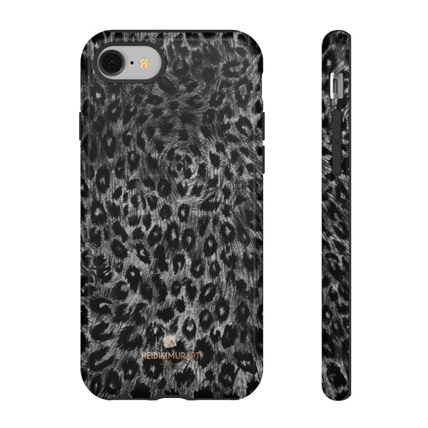 Grey Leopard Animal Print Tough Cases, Designer Phone Case-Made in USA-Phone Case-Printify-iPhone 8-Glossy-Heidi Kimura Art LLC