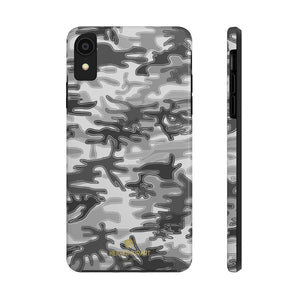 Grey Camo Print iPhone Case, Army Camoflage Case Mate Tough Phone Cases-Phone Case-Printify-iPhone XR-Heidi Kimura Art LLC Grey White Camo iPhone Case, Camouflage Army Military Print Sexy Modern Designer Case Mate Tough Phone Case For iPhones and Samsung Galaxy Devices-Printed in USA