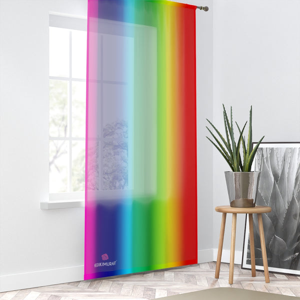 Bright Rainbow Ombre Window Curtain, 50" × 84" Sheer Curtain