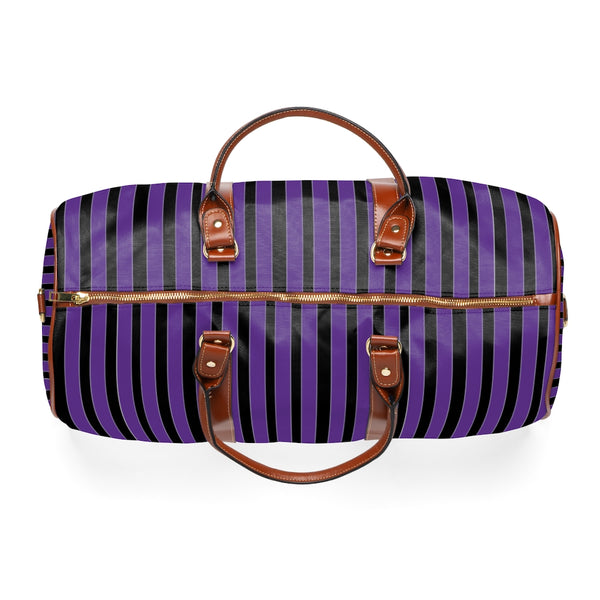 Purple Striped Waterproof Travel Bag