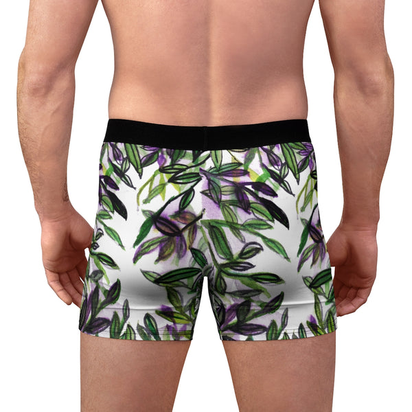 Tropical Men's Boxer Briefs, Hawaiian Style Leaf Print Premium Quality Underwear For Men-All Over Prints-Printify-Heidi Kimura Art LLC