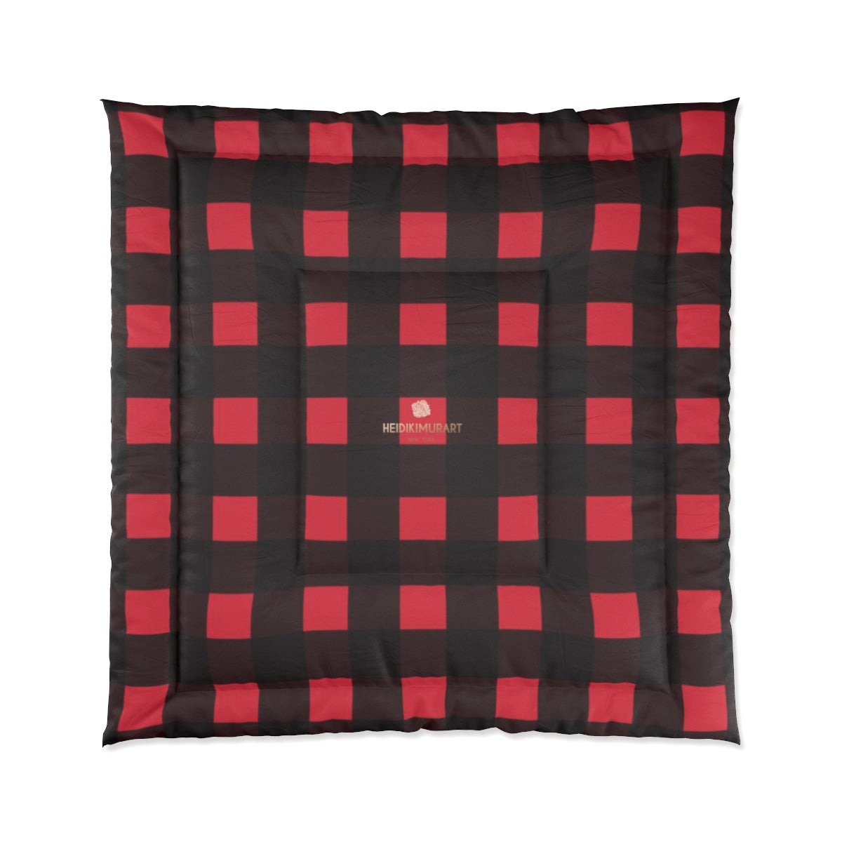 Red Buffalo Plaid Print Best Comforter For King/Queen/Full/Twin Bed - Made in USA-Comforter-88x88 (Queen Size)-Heidi Kimura Art LLC