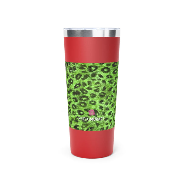 Green Leopard Print Tumbler, Copper Vacuum Insulated Tumbler, 22oz