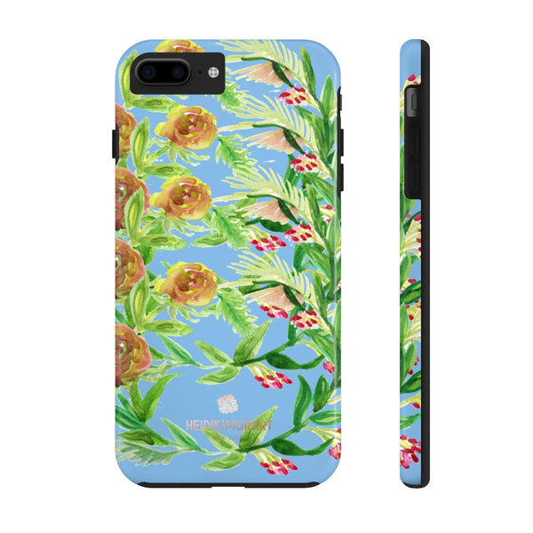 Blue Orange Floral Print Phone Case, Flower Case Mate Tough Phone Cases-Made in USA - Heidikimurart Limited 