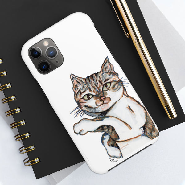 White Cat Phone Case, Peanut Meow Cat Case Mate Tough Phone Cases-Made in USA - Heidikimurart Limited 