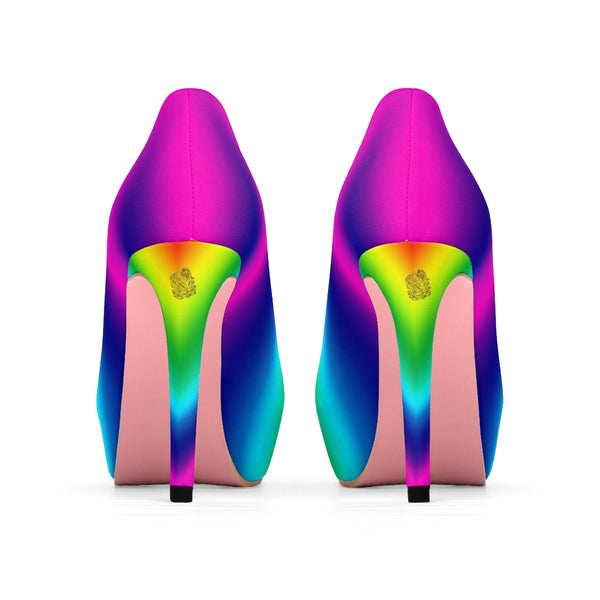 Rainbow Women's Heels, Gay Pride Parade Colorful Women's Platform Heels Stiletto Pumps 4" Heels (US Size: 5-11)