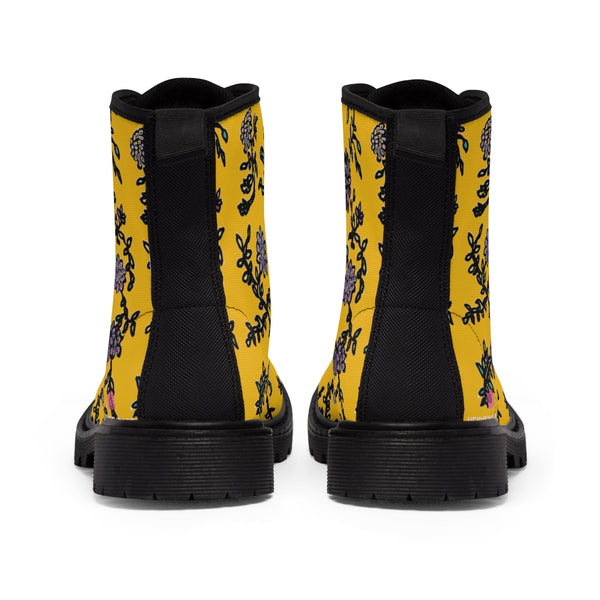 Yellow Floral Women's Boots, Purple Floral Women's Boots, Best Winter Boots For Women (US Size 6.5-11)