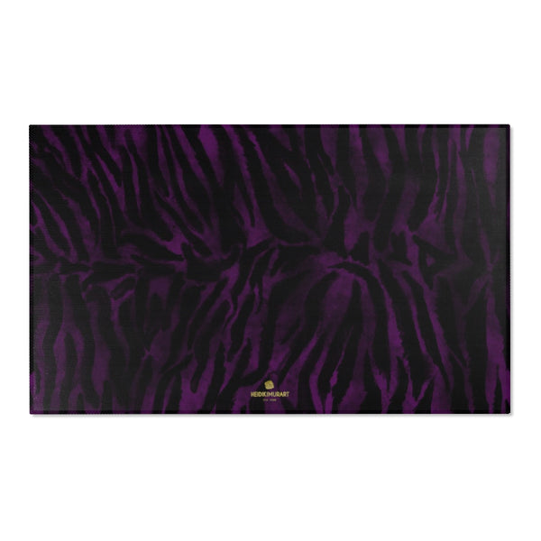 Purple Black Tiger Stripe Print Designer 24x36, 36x60, 48x72 inches Area Rugs - Printed in USA-Area Rug-60" x 36"-Heidi Kimura Art LLC