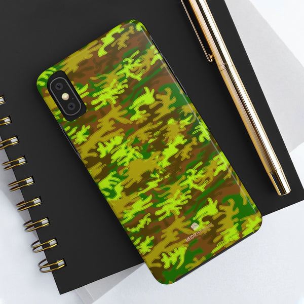 Brown Green Camo iPhone Case, Case Mate Tough Samsung Galaxy Phone Cases-Phone Case-Printify-Heidi Kimura Art LLC Brown Green Camo iPhone Case, Camouflage Army Military Print Sexy Modern Designer Case Mate Tough Phone Case For iPhones and Samsung Galaxy Devices-Printed in USA