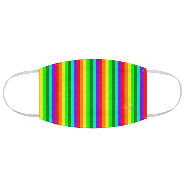 Rainbow Vertically Striped Face Mask, Gay Pride Colorful Fashion Face Mask For Men/ Women, Designer Premium Quality Modern Polyester Fashion 7.25" x 4.63" Fabric Non-Medical Reusable Washable Chic One-Size Face Mask With 2 Layers For Adults With Elastic Loops-Made in USA