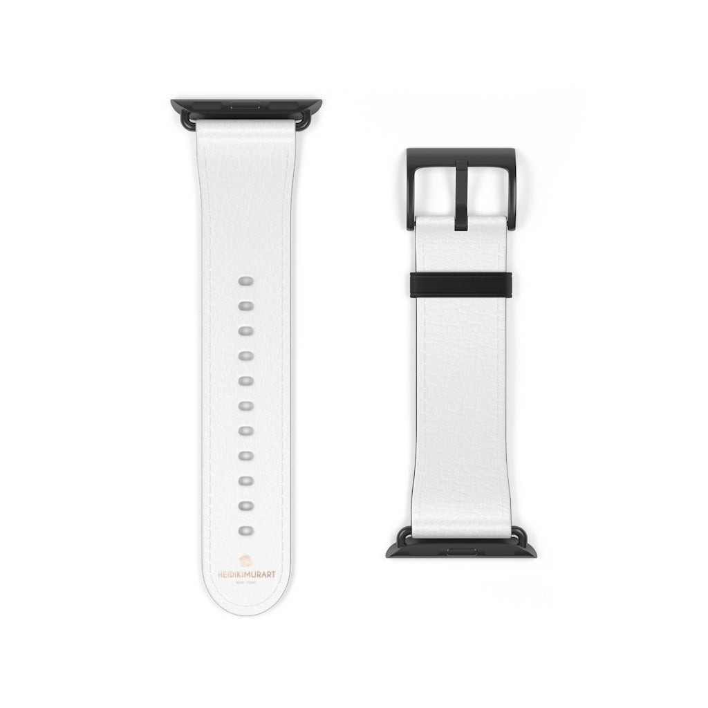 White Solid Color 38mm/42mm Watch Band Strap For Apple Watches- Made in USA-Watch Band-38 mm-Black Matte-Heidi Kimura Art LLC