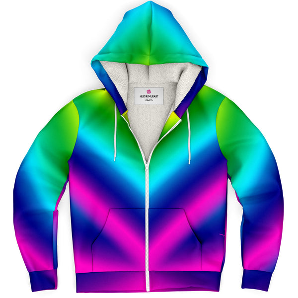 Colorful Rainbow Microfleece Hoodie-Microfleece Ziphoodie - AOP-Subliminator-Heidi Kimura Art LLC