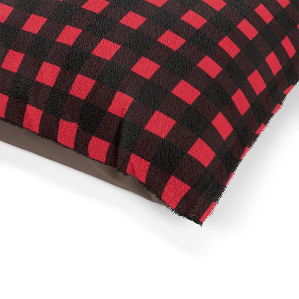 Black Red Buffalo Pet Bed, Buffalo Plaid Modern Preppy Designer Luxury Print Deluxe 28"x18", 40"x30", 50"x40" (Large, Medium, Small Size) Pet Lounge Bed Soft Pillow For Cats Or Dogs, Printed in USA, Anti-Anxiety Pet Bed, Pet Soothing Bed, Calming Pet Beds For Dogs, Puppies, Cats, and Kittens, Large Dog Bed, Dog Beds, Cat Bed, Best Dog Beds, Extra Large Dog Beds, Raised Dog Bed, Dog Sofa, Washable Dog Bed, Dog Sofa Bed, Small Dog Bed, Durable Dog Beds, Unique Fancy Medium Dog Bed, Pet Sofa, Big Dog Beds