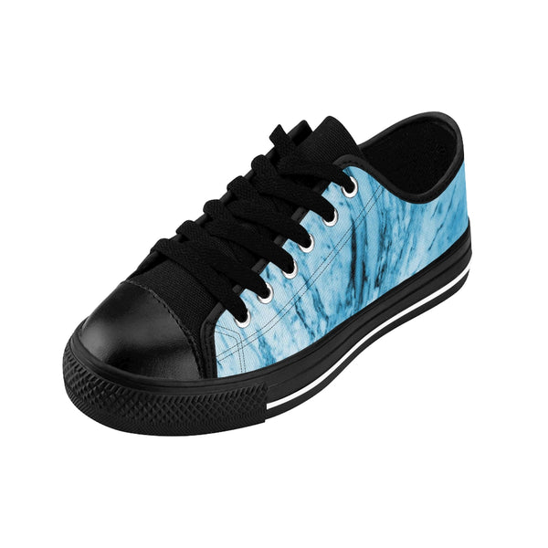 Sky Blue Marble Modern Print Men's Designer Low Top Sneakers Shoes (US Size: 6-14)-Men's Low Top Sneakers-Heidi Kimura Art LLC