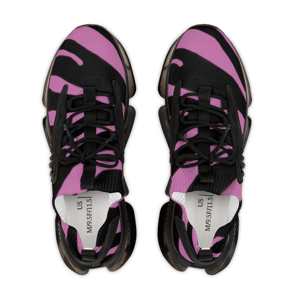 Light Pink Zebra Print Men's Shoes, Comfy Zebra Striped Animal Print Comfy Men's Mesh-Knit Designer Premium Laced Up Breathable Comfy Sports Sneakers Shoes (US Size: 5-12)
