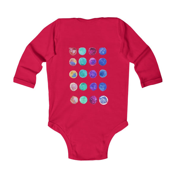 Polka Dots Print Baby's Cute Infant Long Sleeve Bodysuit - Made in UK (UK Size: 6M-24M)-Kids clothes-Heidi Kimura Art LLC