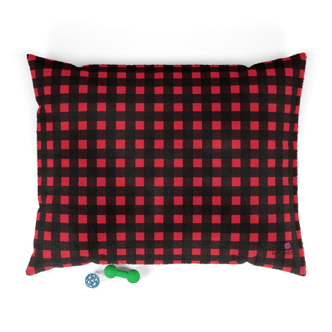 Buffalo Red Plaid Pet Bed, Printed Plaid Dog Bed - Heidikimurart Limited 