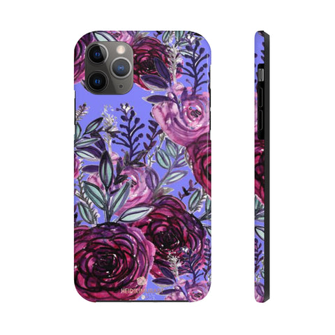 Violet Purple Floral iPhone Case, Rose Print Case Mate Tough Phone Cases - Made in USA - Heidikimurart Limited 