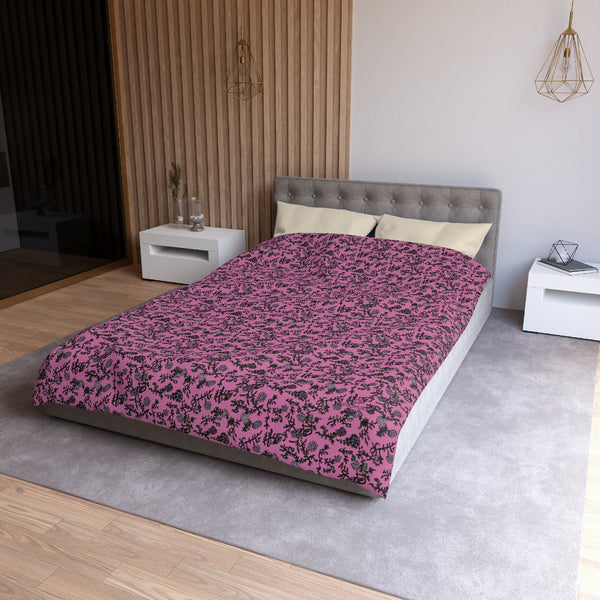 Pink Floral Microfiber Duvet Cover