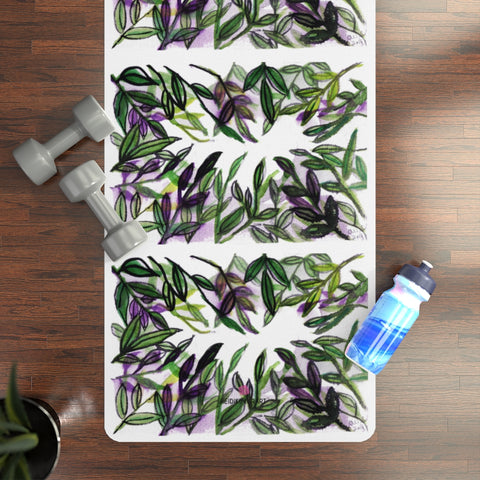 Tropical Leaf Rubber Yoga Mat - Printed in USA (Size: 24” x 68”)