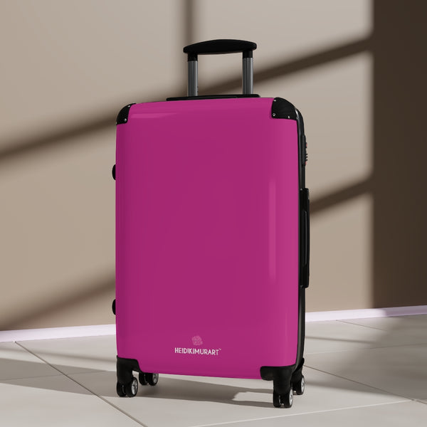Hot Pink Solid Color Suitcases, Modern Simple Minimalist Designer Suitcase Luggage (Small, Medium, Large)