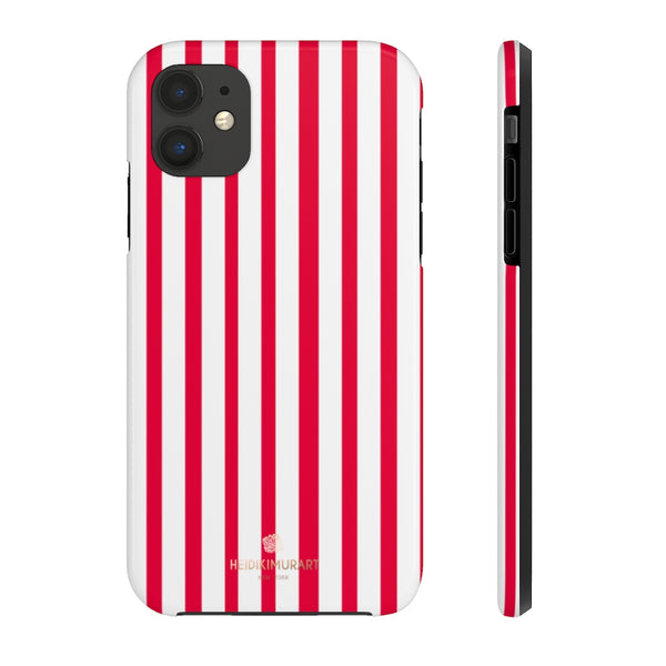 Red Striped iPhone Case, Designer Case Mate Tough Samsung Galaxy Phone Cases-Phone Case-Printify-iPhone 11-Heidi Kimura Art LLC