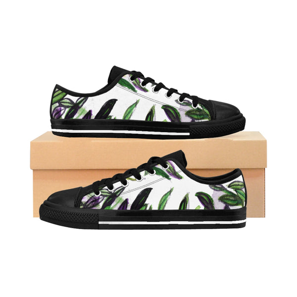 Fresh Green Tropical Leaves Print Designer Low Top Women's Sneakers (US Size 6-12)-Women's Low Top Sneakers-US 10-Heidi Kimura Art LLC