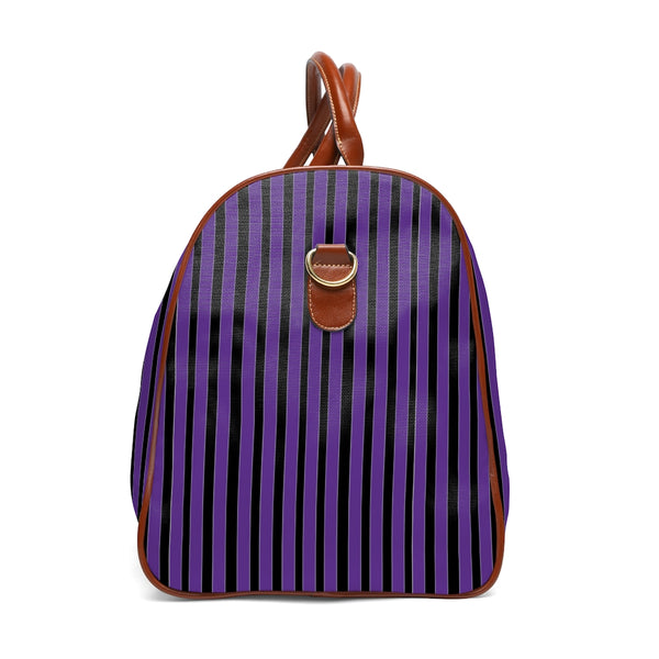 Purple Striped Waterproof Travel Bag