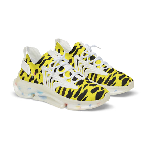 Yellow Cheetah Print Men's Shoes, Best Comfy Men's Mesh Sports Sneakers