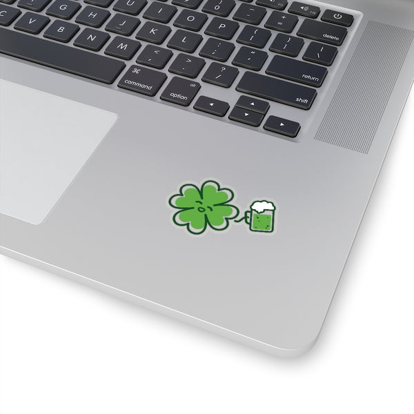 Irish Style Green Clover Leaf Drinking Beer Print St. Patrick's Day Kiss-Cut Stickers- Made in USA-Kiss-Cut Stickers-Heidi Kimura Art LLC