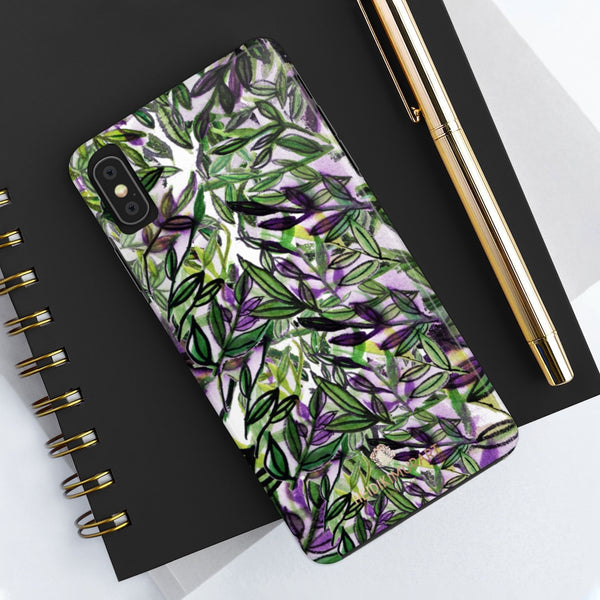 Purple Tropical Leaf Phone Case, Floral Print Flower Case Mate Tough Phone Cases-Made in USA - Heidikimurart Limited 